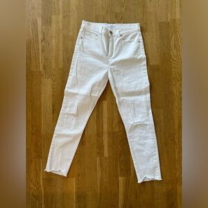 LOFT high waist skinny crop white jeans
